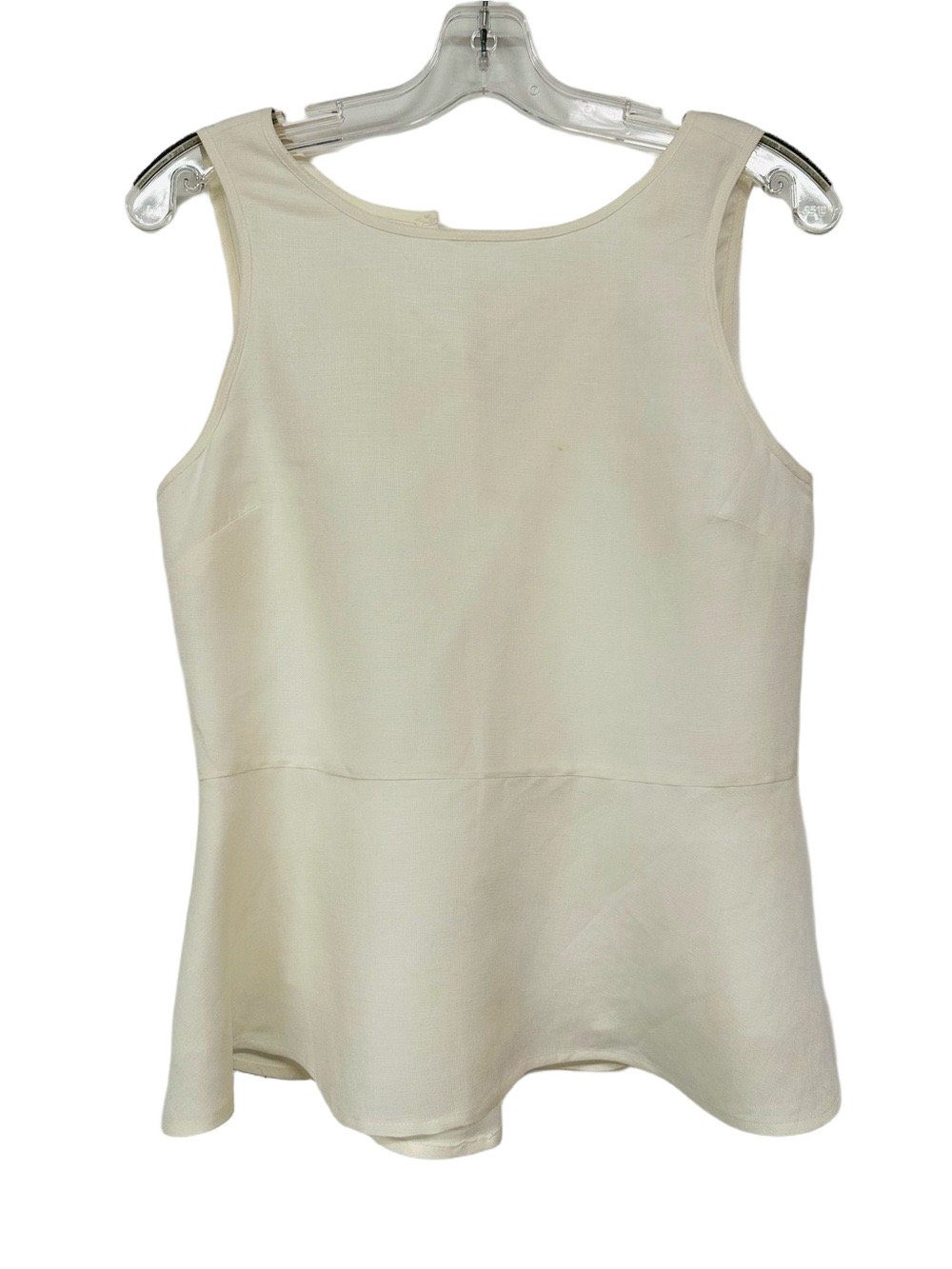 RW&Co Linen Blend Peplum Top Ivory Sleeveless Small Career Office Tailored